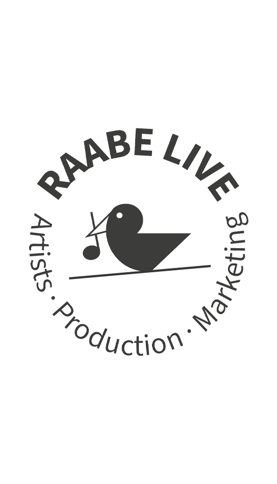schwarzes Logo der Raabe Live GmbH starkes Marketing-Team