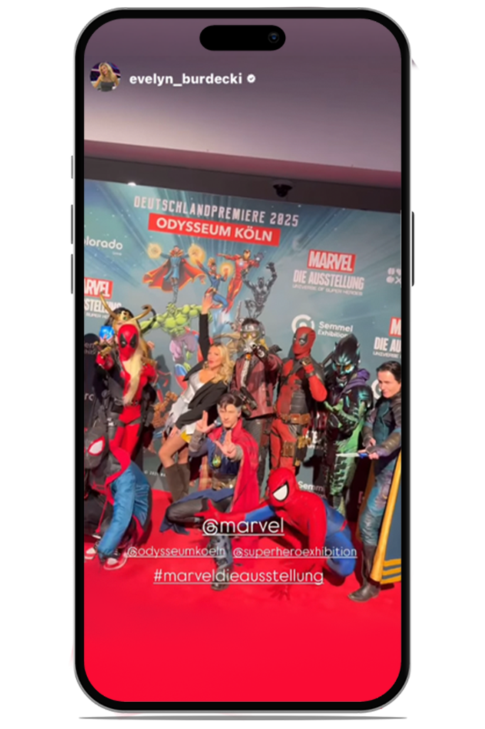 Screenshot einer Instagram-Story auf dem mehrere Content Creatoren zu sehen sid die durch unsere Creator Relations zum Event erschienen sind