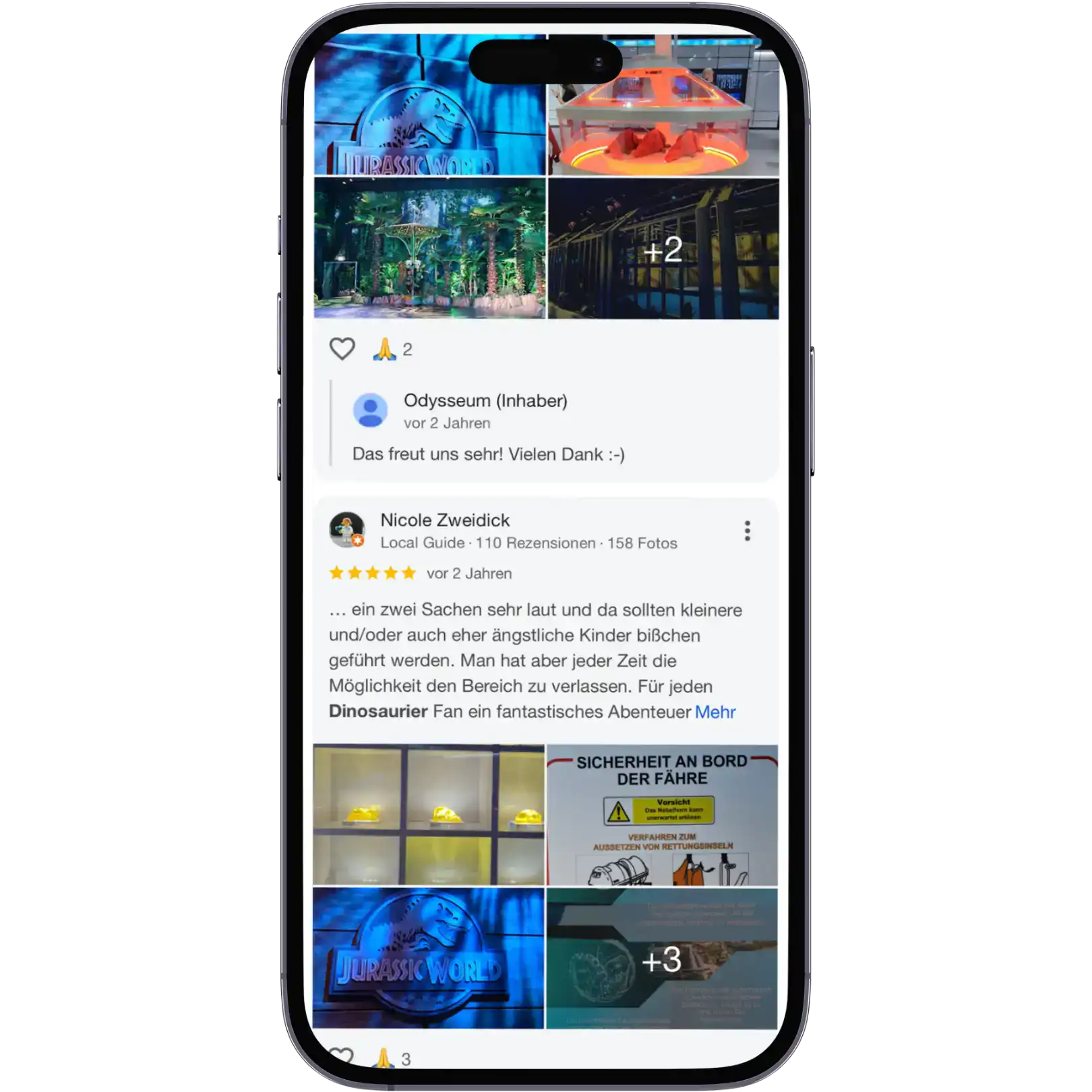 Screenshot von sehr guten Google Bewertung die gutes Community Management darstellen